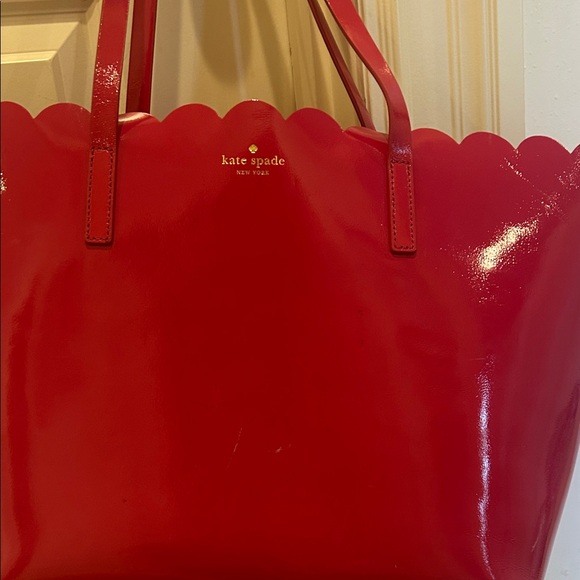kate spade Glossy Red Scallop-Edge Tote - Picture 3 of 7